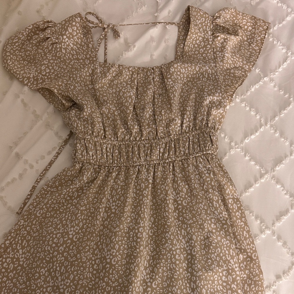 Altar'd State Tan and White Patterned Dress
